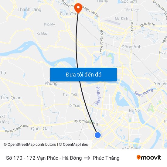 Số 170 - 172 Vạn Phúc - Hà Đông to Phúc Thắng map