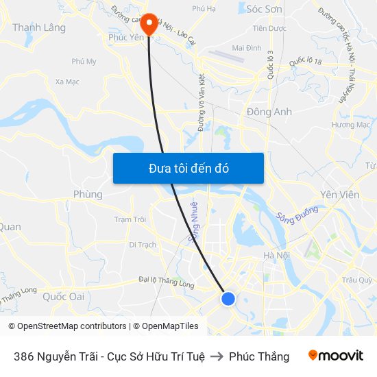 386 Nguyễn Trãi - Cục Sở Hữu Trí Tuệ to Phúc Thắng map