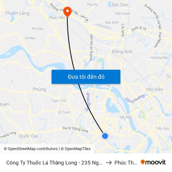 Công Ty Thuốc Lá Thăng Long - 235 Nguyễn Trãi to Phúc Thắng map