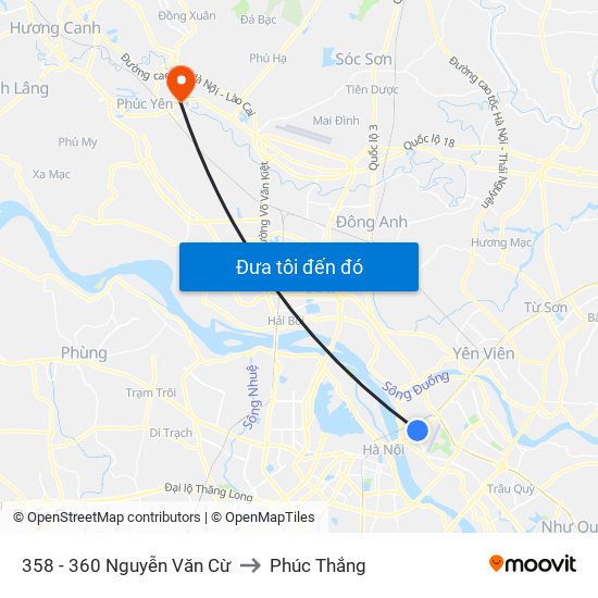 358 - 360 Nguyễn Văn Cừ to Phúc Thắng map