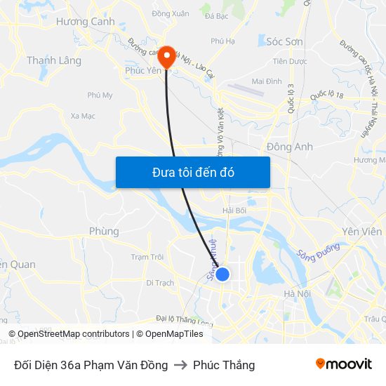 Đối Diện 36a Phạm Văn Đồng to Phúc Thắng map