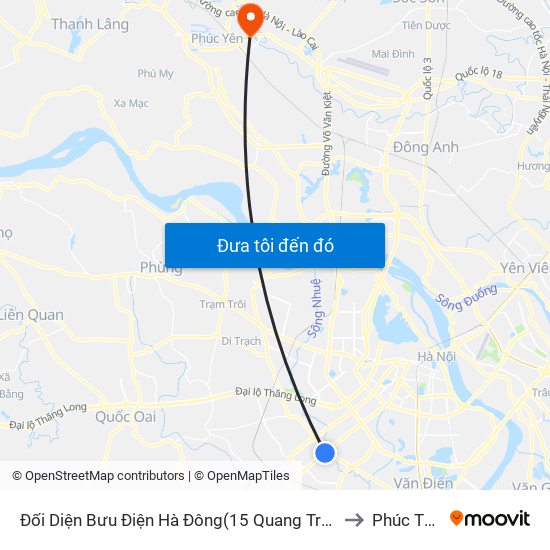 Đối Diện Bưu Điện Hà Đông(15 Quang Trung Hà Đông) to Phúc Thắng map