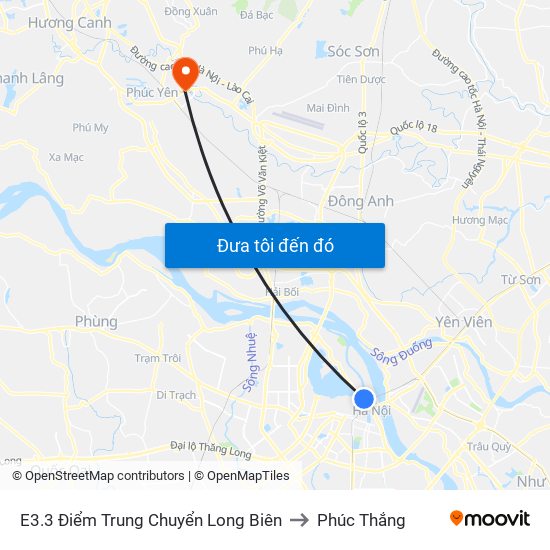 E3.3 Điểm Trung Chuyển Long Biên to Phúc Thắng map