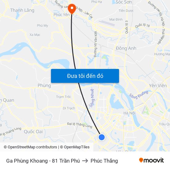 Ga Phùng Khoang - 81 Trần Phú to Phúc Thắng map
