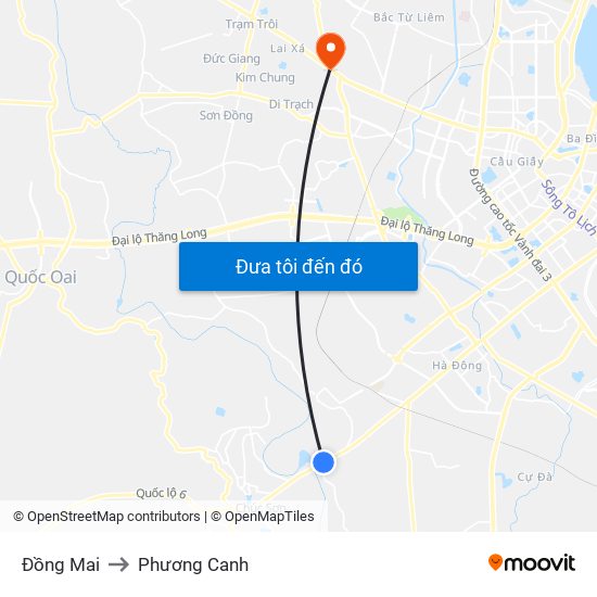 Đồng Mai to Phương Canh map