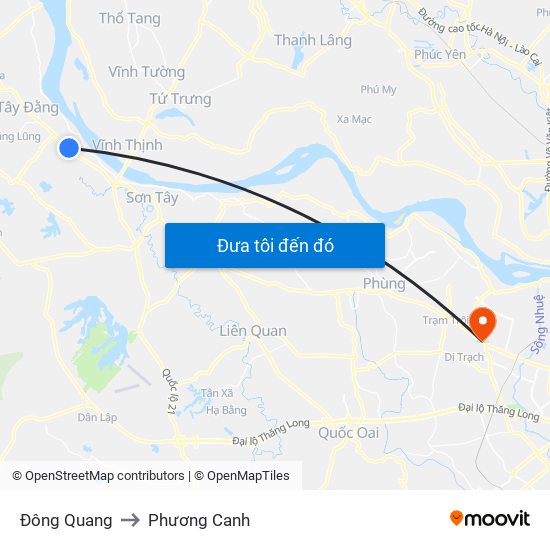 Đông Quang to Phương Canh map