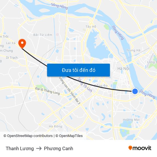 Thanh Lương to Phương Canh map