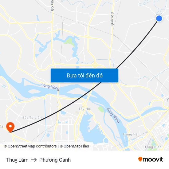 Thuỵ Lâm to Phương Canh map