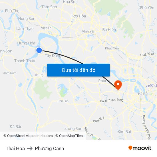 Thái Hòa to Phương Canh map