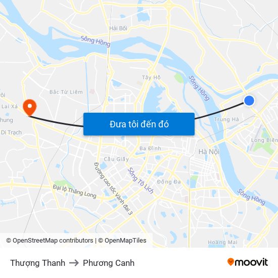 Thượng Thanh to Phương Canh map