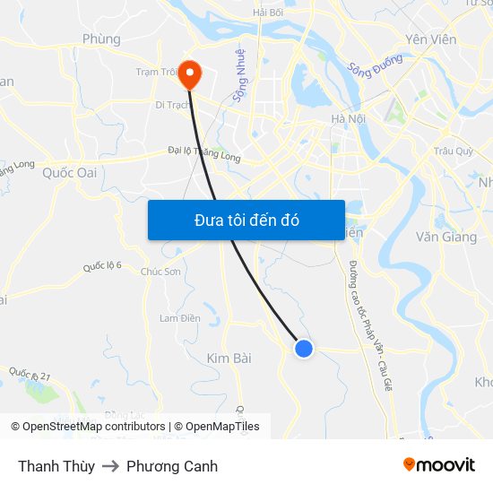 Thanh Thùy to Phương Canh map