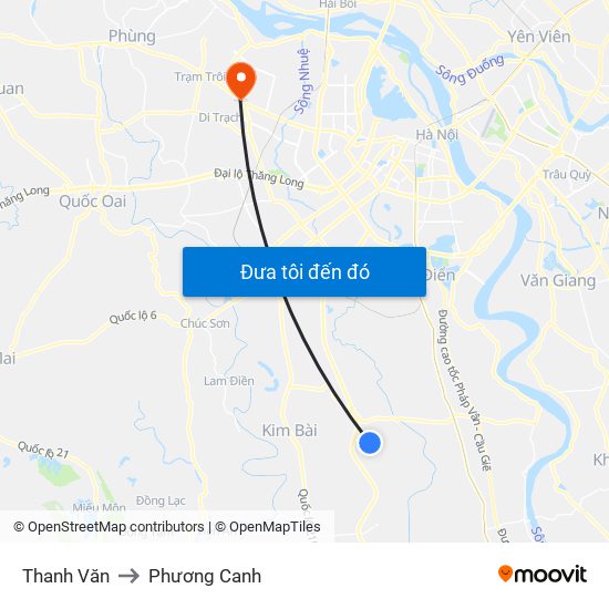 Thanh Văn to Phương Canh map