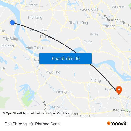 Phú Phương to Phương Canh map