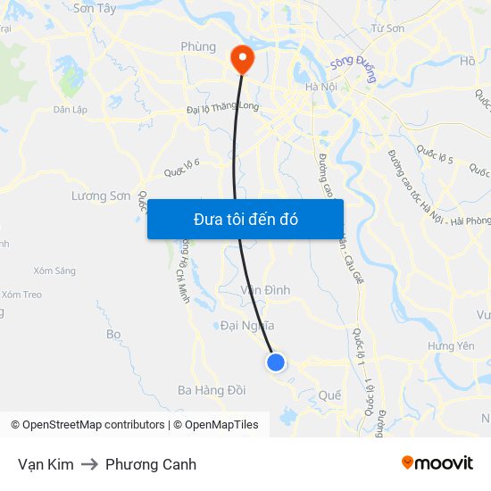 Vạn Kim to Phương Canh map