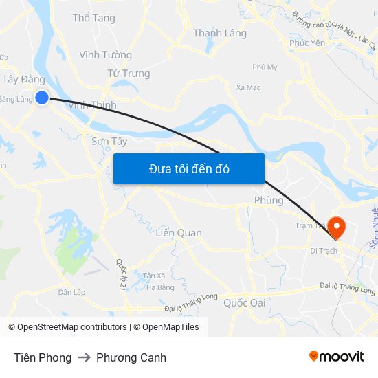 Tiên Phong to Phương Canh map