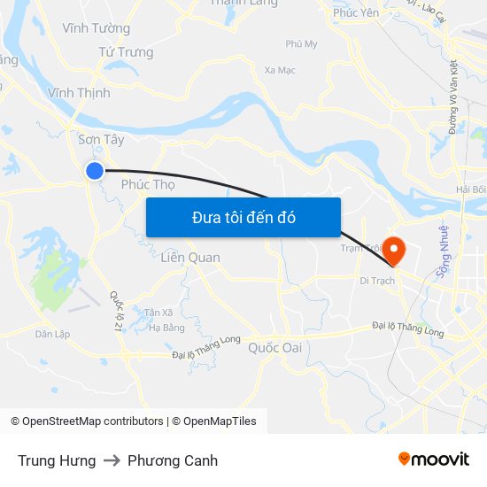 Trung Hưng to Phương Canh map