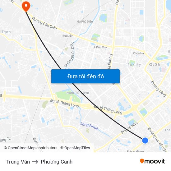 Trung Văn to Phương Canh map