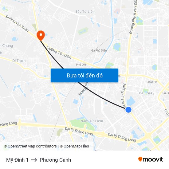 Mỹ Đình 1 to Phương Canh map