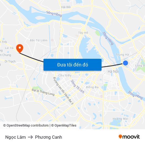 Ngọc Lâm to Phương Canh map