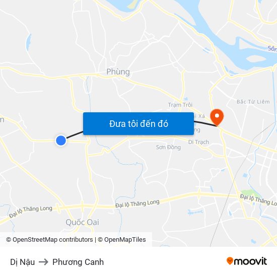 Dị Nậu to Phương Canh map