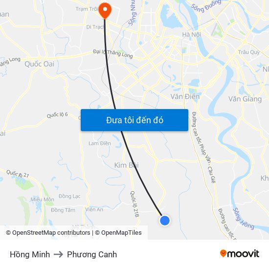 Hồng Minh to Phương Canh map