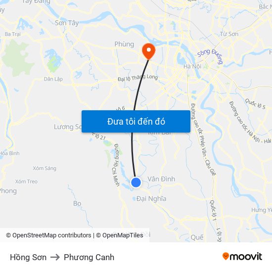 Hồng Sơn to Phương Canh map