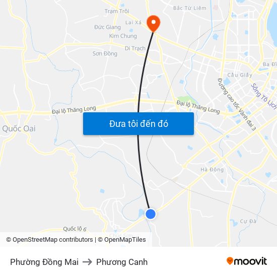 Phường Đồng Mai to Phương Canh map