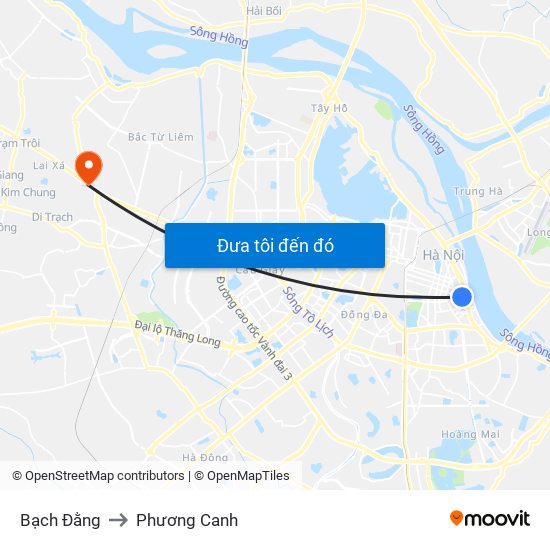 Bạch Đằng to Phương Canh map