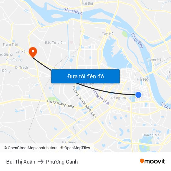 Bùi Thị Xuân to Phương Canh map