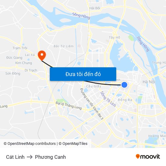 Cát Linh to Phương Canh map