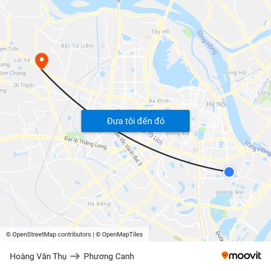 Hoàng Văn Thụ to Phương Canh map