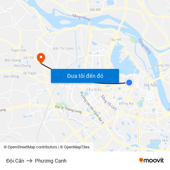 Đội Cấn to Phương Canh map