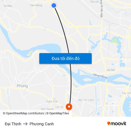 Đại Thịnh to Phương Canh map