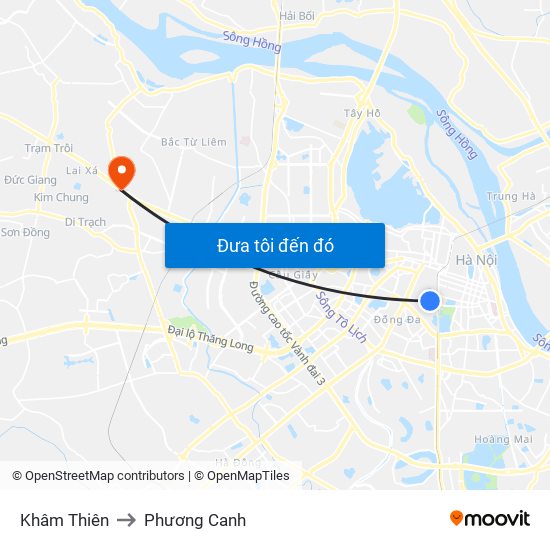 Khâm Thiên to Phương Canh map