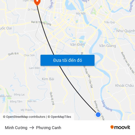 Minh Cường to Phương Canh map