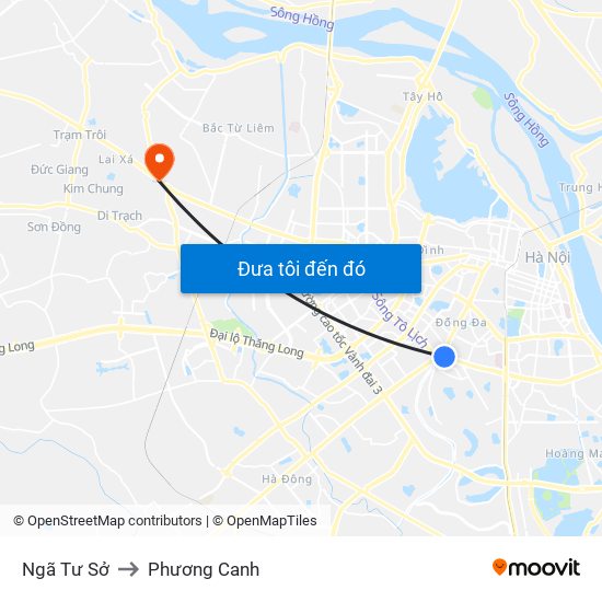 Ngã Tư Sở to Phương Canh map