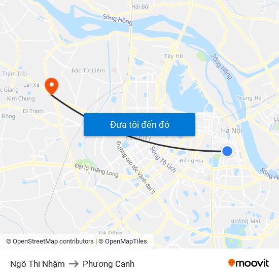 Ngô Thì Nhậm to Phương Canh map