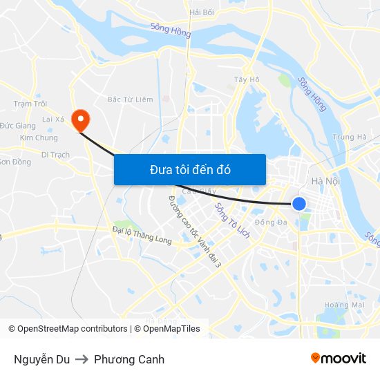 Nguyễn Du to Phương Canh map