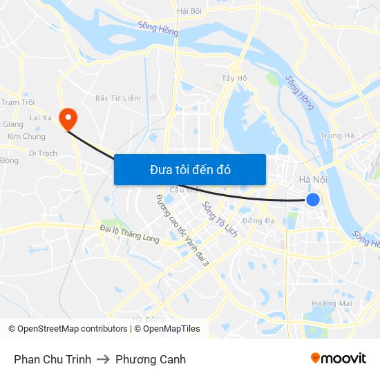 Phan Chu Trinh to Phương Canh map