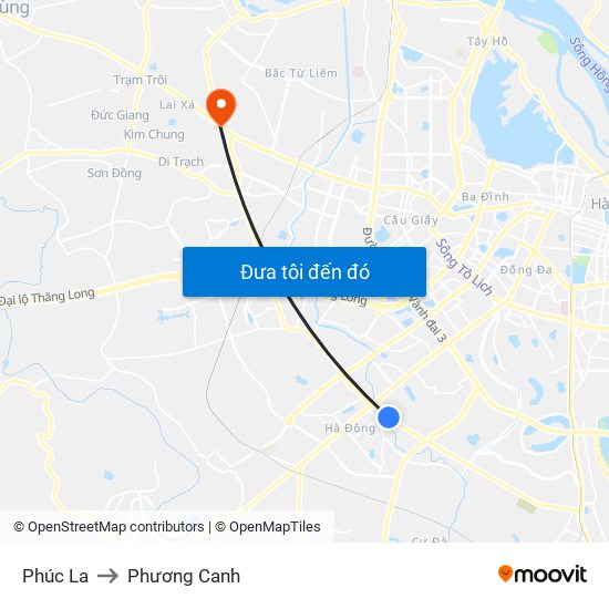 Phúc La to Phương Canh map