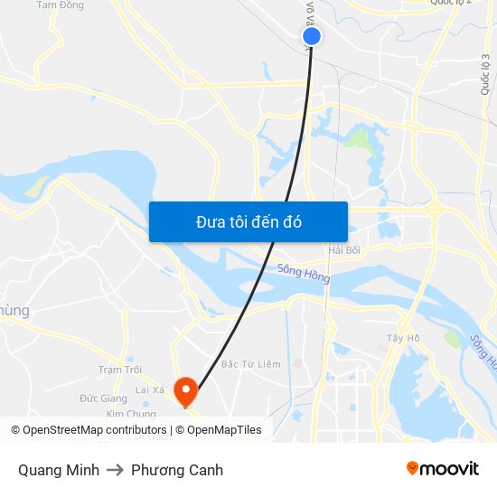 Quang Minh to Phương Canh map