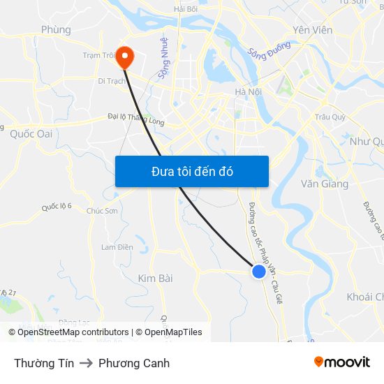 Thường Tín to Phương Canh map