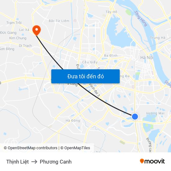 Thịnh Liệt to Phương Canh map