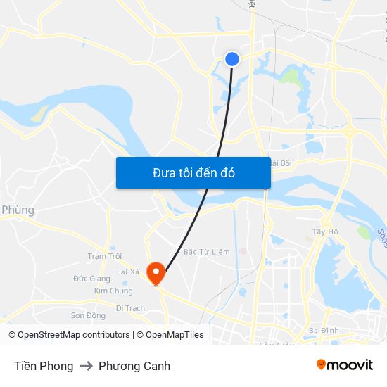 Tiền Phong to Phương Canh map