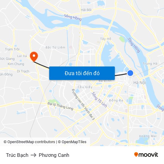 Trúc Bạch to Phương Canh map