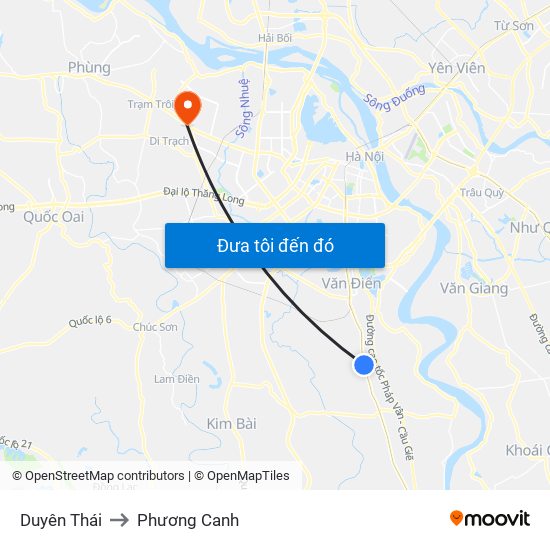 Duyên Thái to Phương Canh map