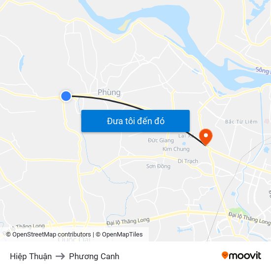 Hiệp Thuận to Phương Canh map