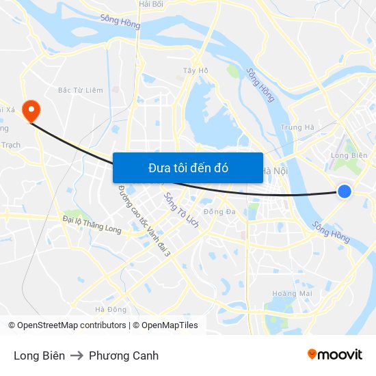 Long Biên to Phương Canh map