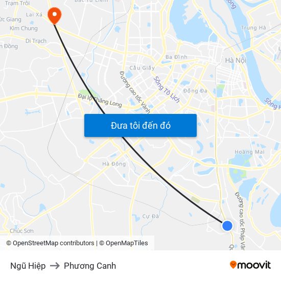 Ngũ Hiệp to Phương Canh map