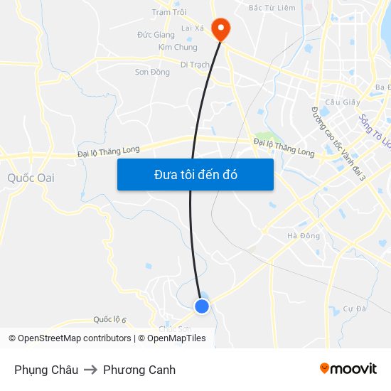 Phụng Châu to Phương Canh map